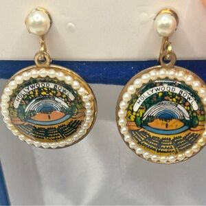 Rare Hollywood Bowl Pearl Drop Painting Earrings​